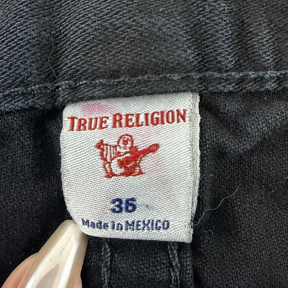 True Religion Men's Jeans Size 36 Black Denim Straight Leg World Tour